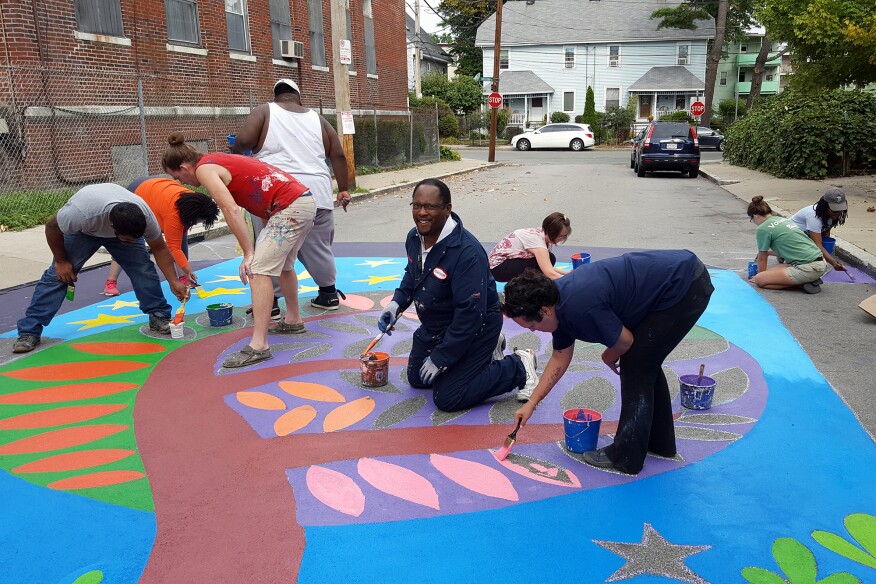 A neighborhood street-mural project in Codman Square, Boston