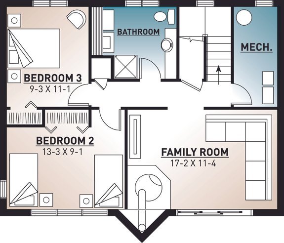 Cabin Plan with Walkout Basement 23-2023 - Lower Floor Plan