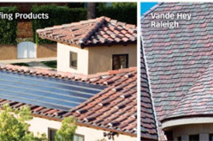Top It Off: Eagle Roofing Products partnered with Suntech Power to help homeowners generate electricity while still maintaining an integrated look on their roof; Vande Hey Raleigh shows that concrete tile can take on the look of cedar shingles.
