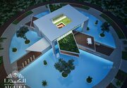 Water villa aerial night view