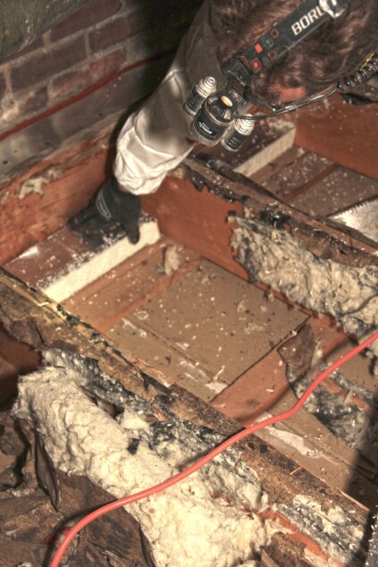 They were blocked up using foil-faced rigid foam insulation.