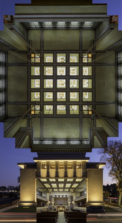 "Unity Temple, Architect: Frank Lloyd Wright, Preservation architect: Harboe Architects" (2017) by Tom Rossiter