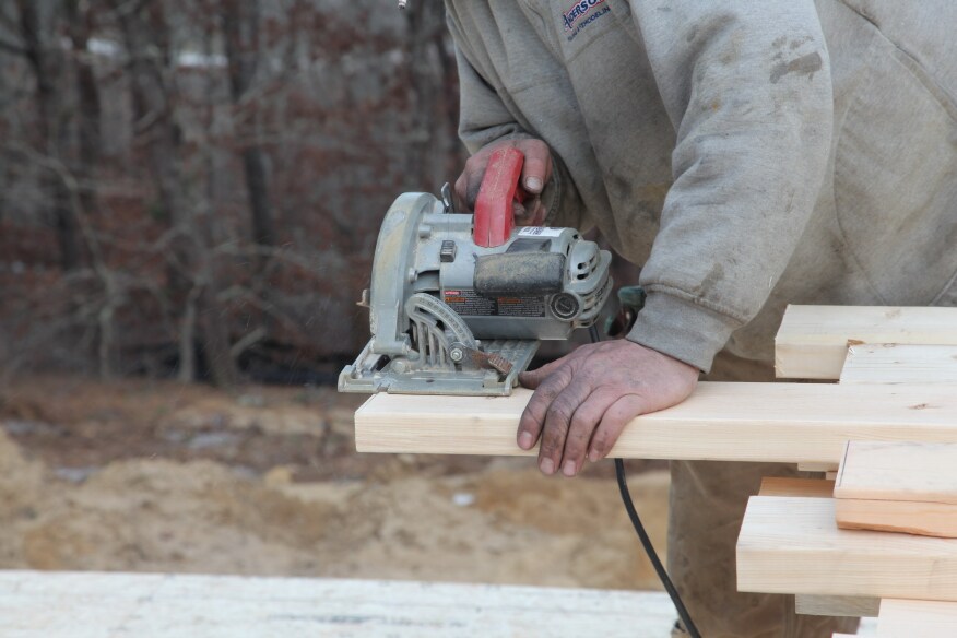Before plates are measured and cut to length, one end is cut square. Measurement is then taken from that end.