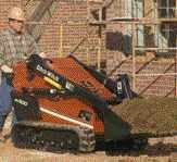 The Ditch Witch SK500's long, width-adjustable tracks provide extra stability on uneven ground. It has a 24-hp gas-powered engine.