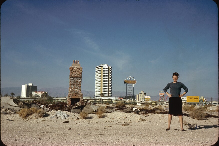Denise Scott Brown in front of the Strip in Las Vegas, 1966