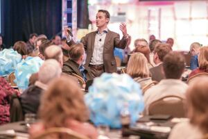 Scenes from UAG’S annual conference: Peter Sheahan of ChangeLabs presents the keynote address.