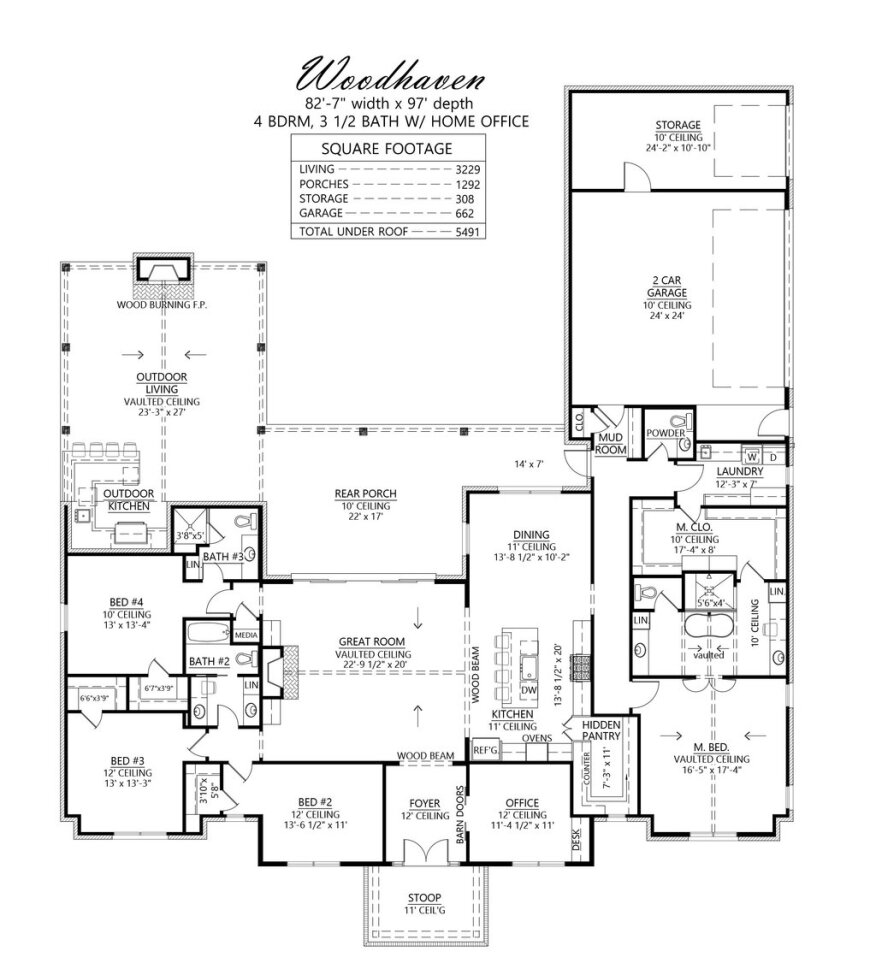 Luxury modern farmhouse floor plan 1074-70. See more details at Houseplans.com.