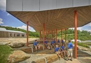 Pavilion in use, looking northeast