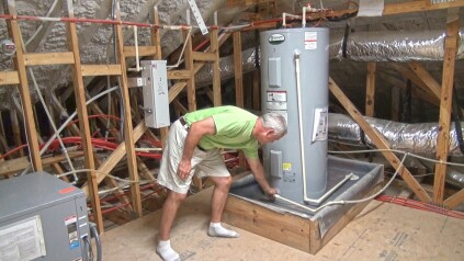 Heat from the geothermal system also preheats hot water.