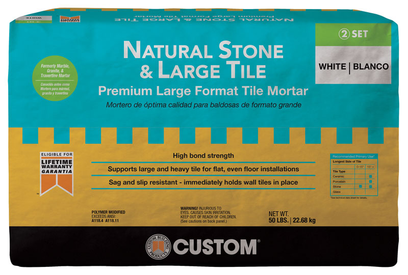 CUSTOM’s Natural Stone and Large Tile Mortar from Quikrete Concrete